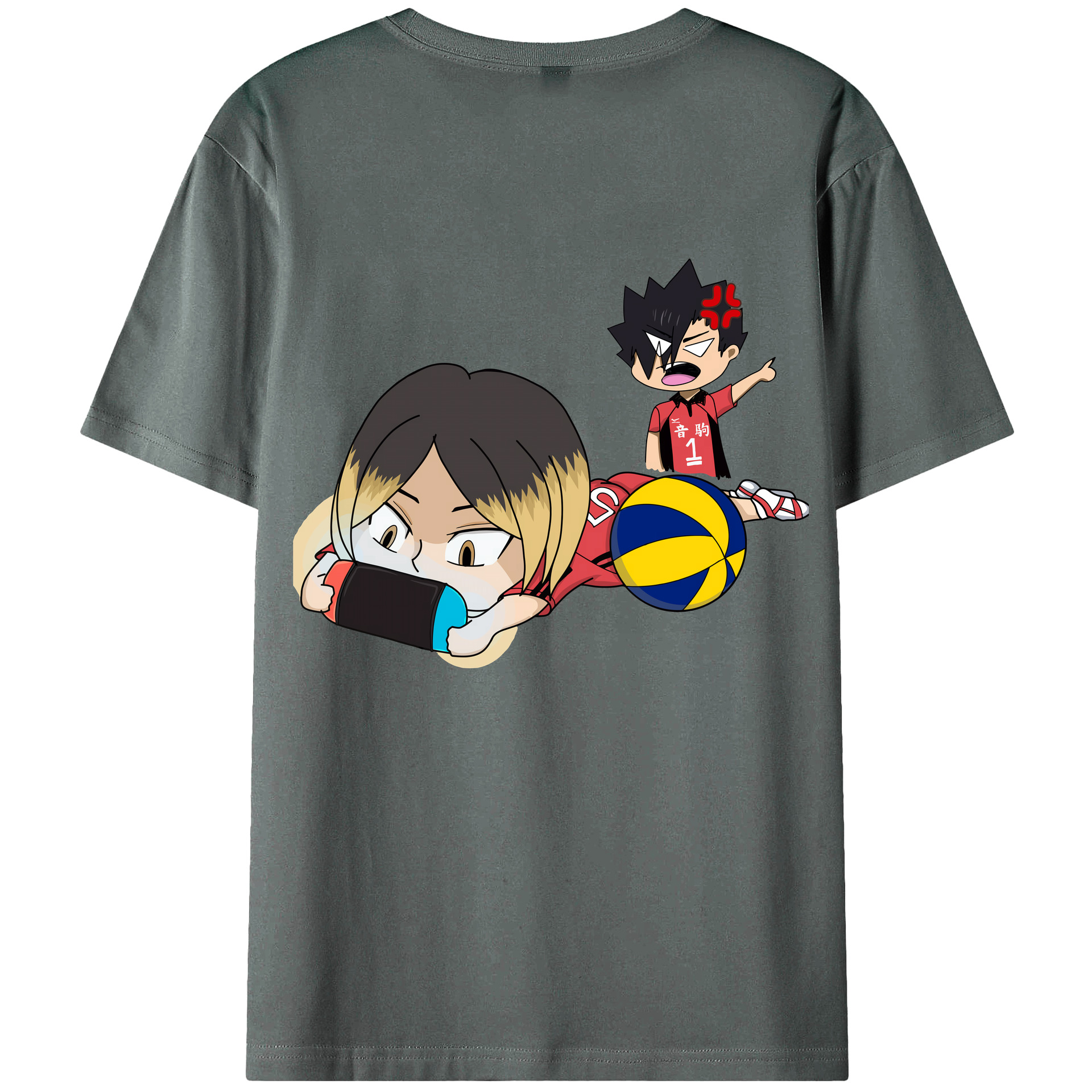 （画像用） ハイキュー!! Haikyu!! 綿100％ メンズ半袖Tシャツ（バックプリント） 通気性